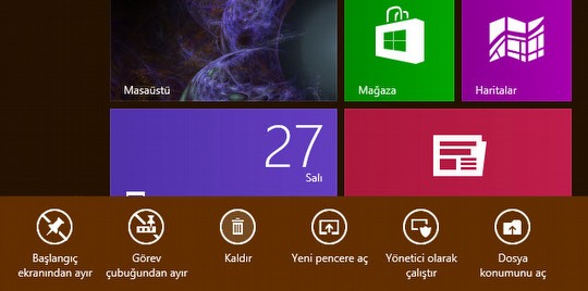 Windows 8 ipular - Programlar kutucuklar yoluyla altrma