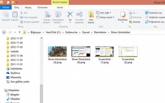 Windows 8 pular Birden fazla ekran grnts kaydetme